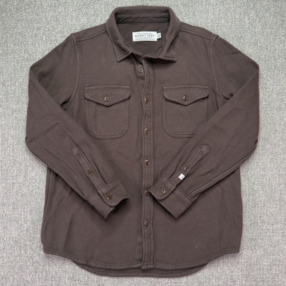 Outerknown Mens Blanket Shirt XS Brown Herringbone Long Sleeve Button Up